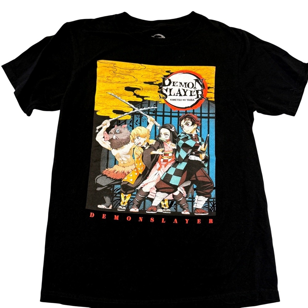 Demon Slayer Tanjiro Nezuko T-Shirt Men's S Black Anime Graphic Tee